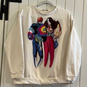 Zara Graphic White Sweatshirt